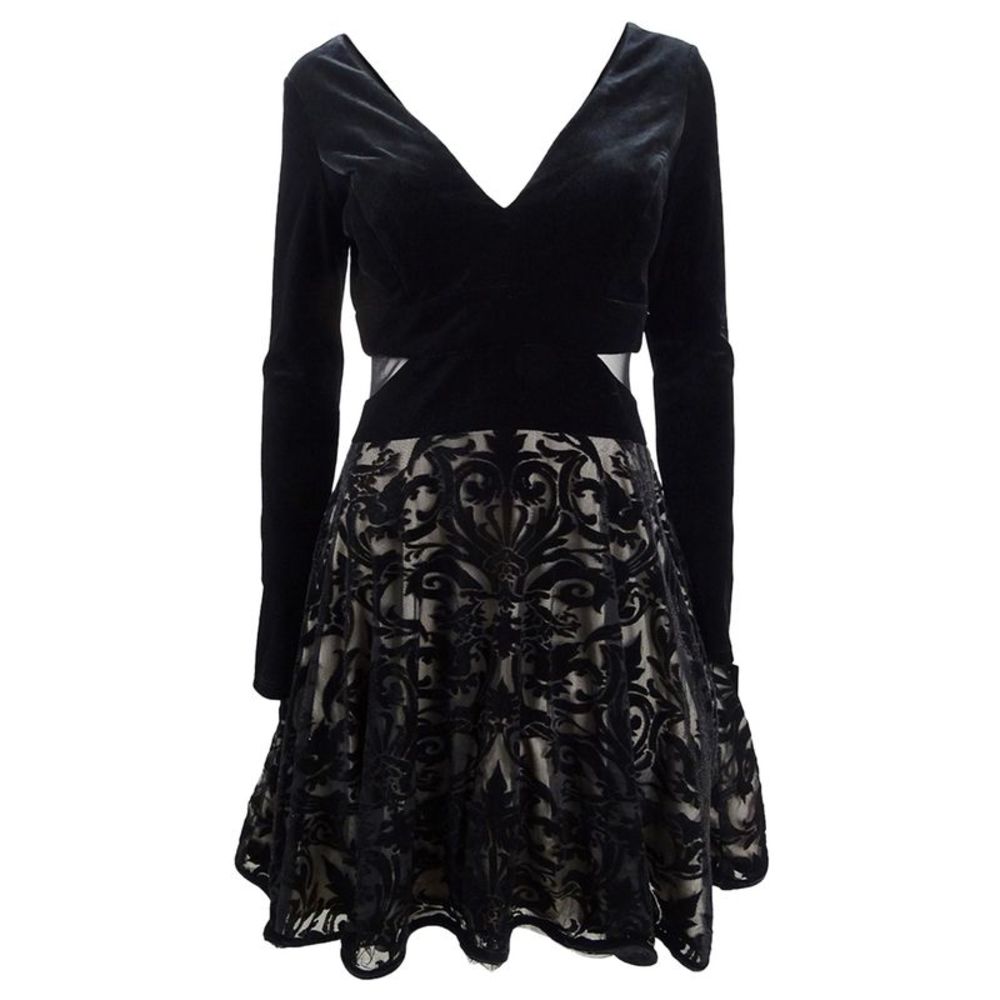 Xscape Women's Velvet Burnout Fit & Flare Dress - Black